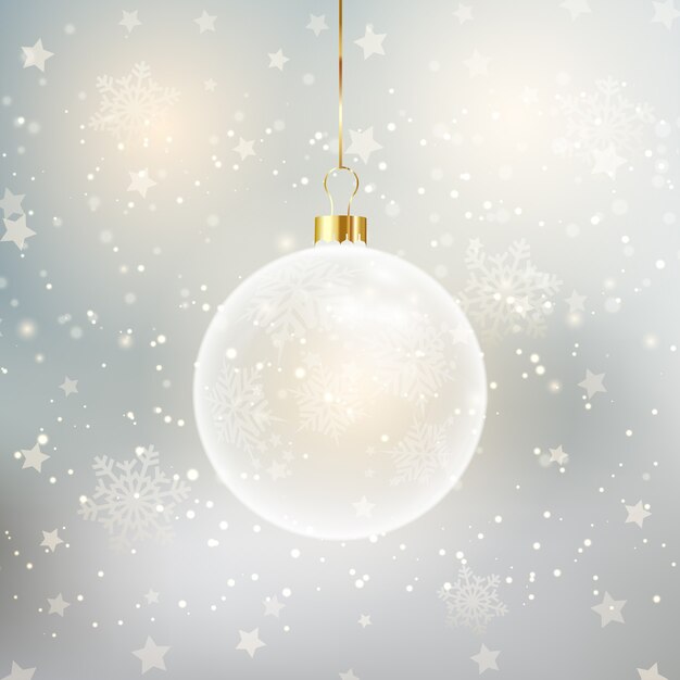 Christmas background with decorative hanging bauble