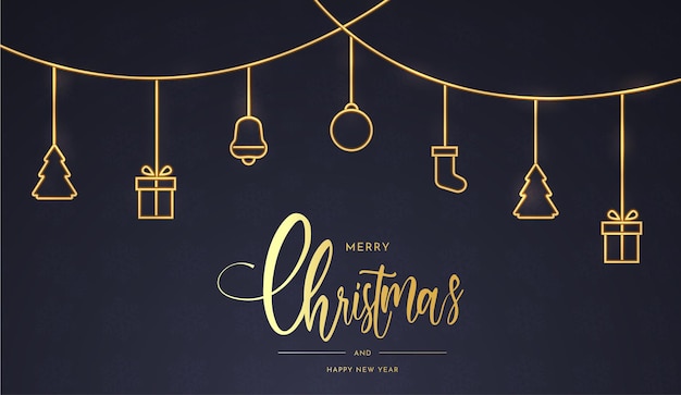 Free vector christmas background with elegant golden christmas icons