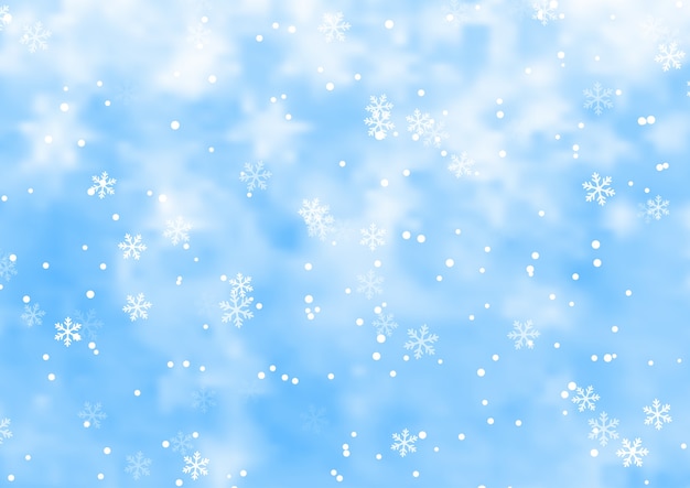 Free vector christmas background with falling snowflakes design