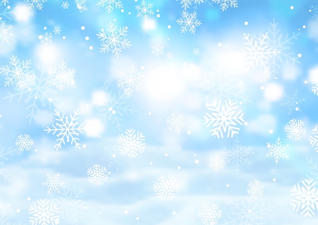 Free vector christmas background with falling snowflakes