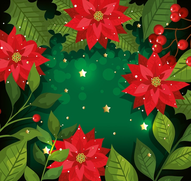 Christmas background with flowers and decoration