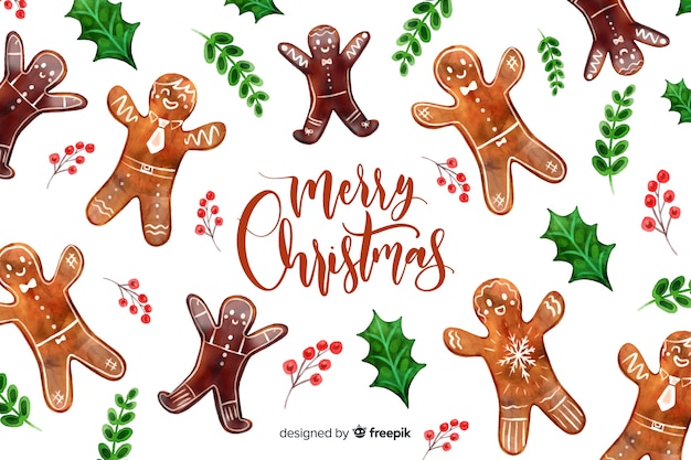 Free vector christmas background with gingerbread man