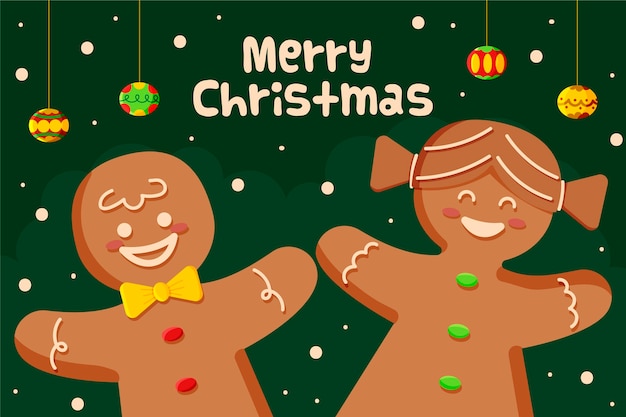 Free vector christmas background with gingerbread