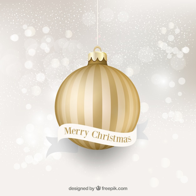 Free vector christmas background with golden bauble