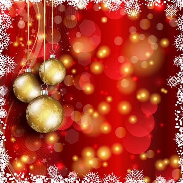 Free vector christmas background with golden baubles