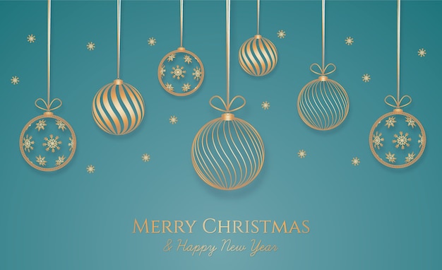 Christmas background with golden decoration