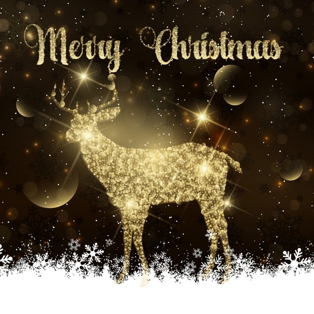 Christmas background with a golden reindeer