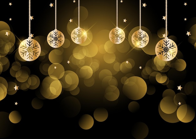 Free vector christmas background with hanging decorations