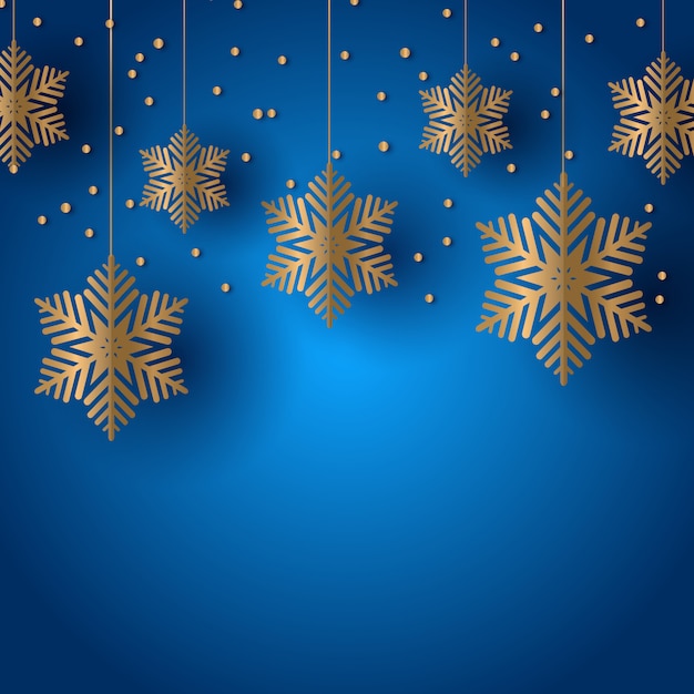 Christmas background with hanging snowflakes