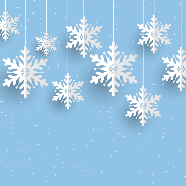 Christmas background with hanging snowflakes