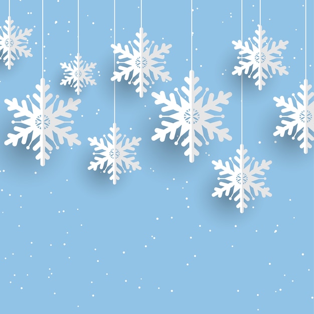 Рождественский фон с висящими снежинками