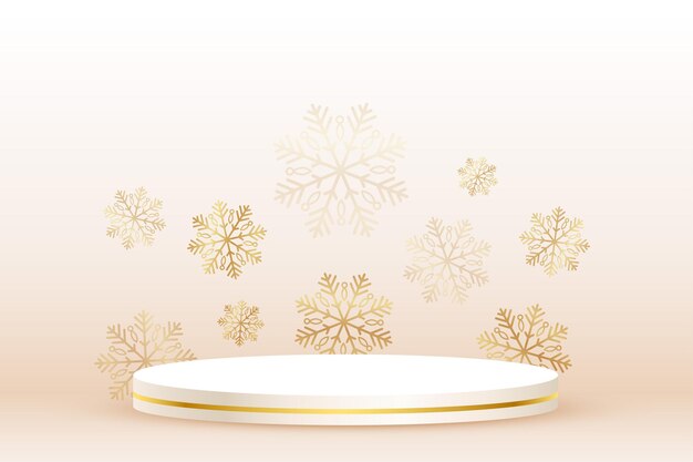 Christmas background with podium and golden snowflakes