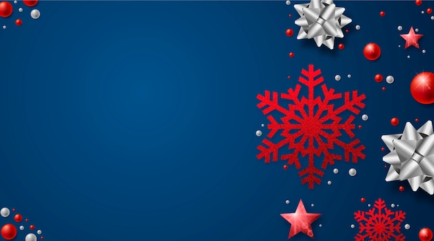 Free vector christmas background with realistic decoration