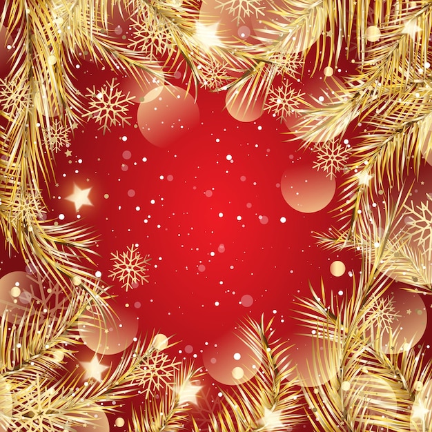 Free vector christmas background with a red and gold design