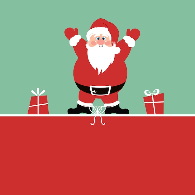 Free vector christmas background with santa claus and gifts