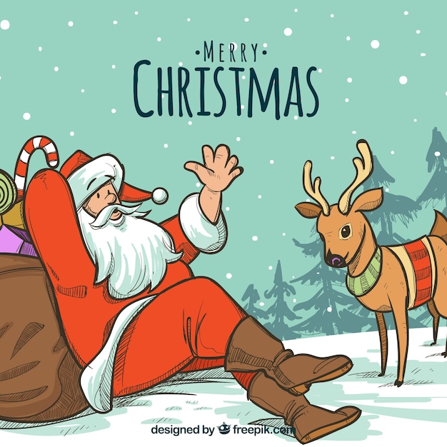 Free vector christmas background with santa claus