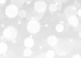 Free vector christmas background with a silver bokeh lights and snowflakes design