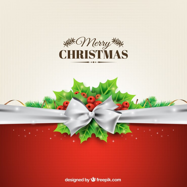 मुफ़्त वेक्टर christmas background with a silver bow