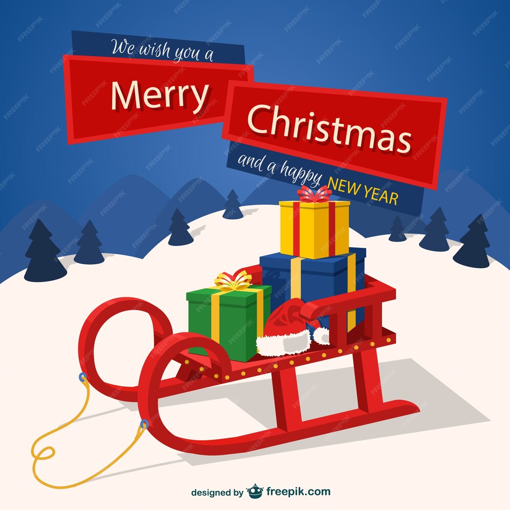 Free Vector | Christmas background with sleigh