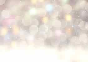 Free vector christmas background with snow and bokeh lights design