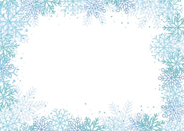 無料ベクター 雪の結晶ボーダー デザインのクリスマスの背景
