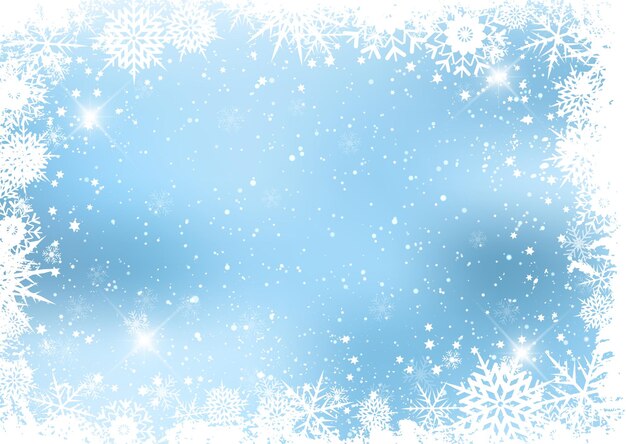 クリスマスの背景と雪片の境界線