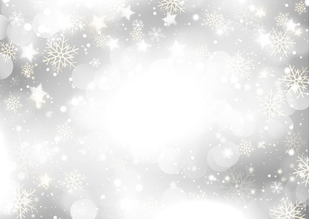 Новогодний фон со снежинками и звездами