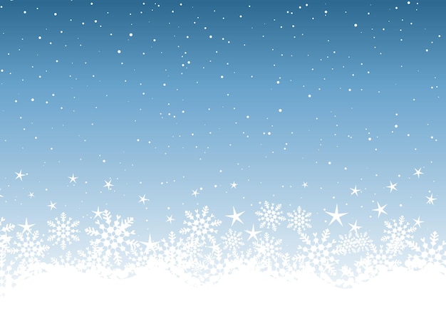 Sfondo di natale con design di fiocchi di neve e stelle