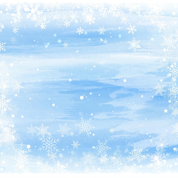 水彩デザインの雪とクリスマスの背景
