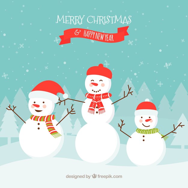 Christmas background with snowmen