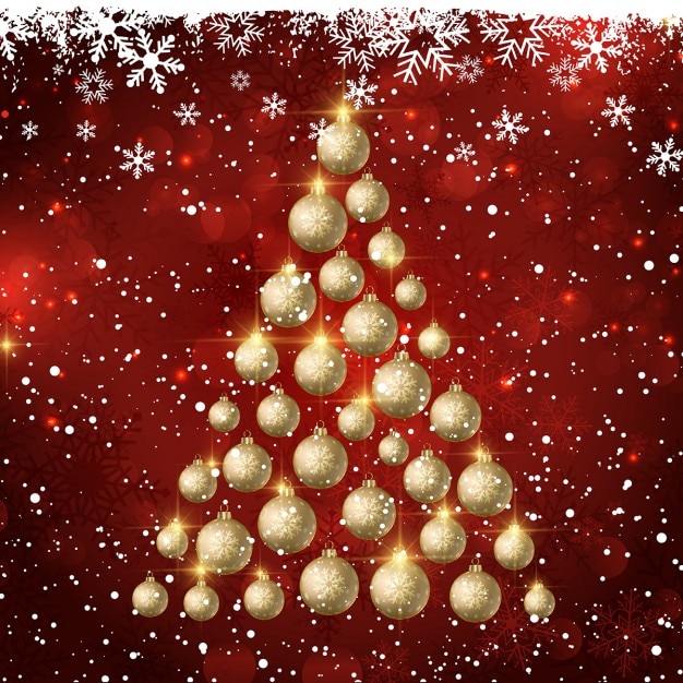 Free vector christmas background with tree of baubles