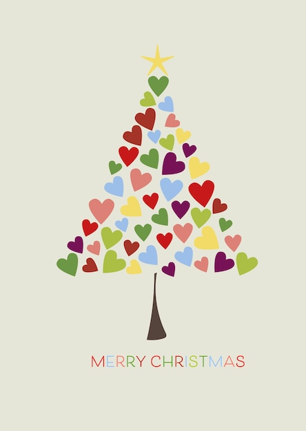 Free vector christmas background with tree of hearts design