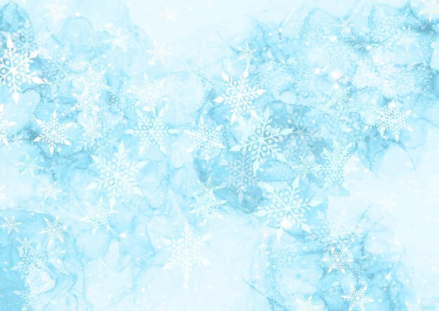 Новогодний фон с акварельным дизайном снежинки