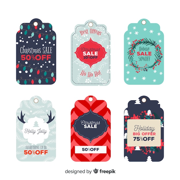 Free vector christmas badge collection in flat design