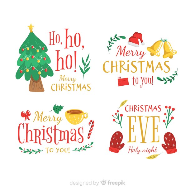 Christmas badge collection in flat design
