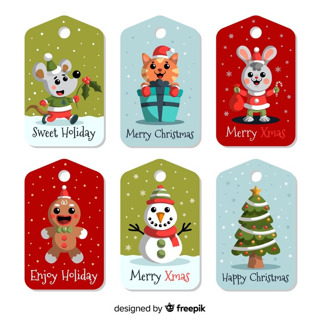 Christmas badge collection in flat design