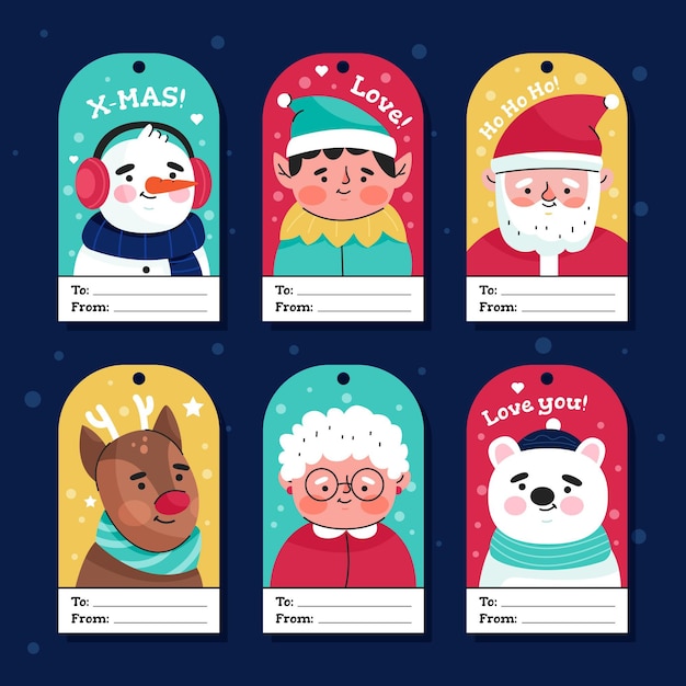 Christmas badge collection in flat design