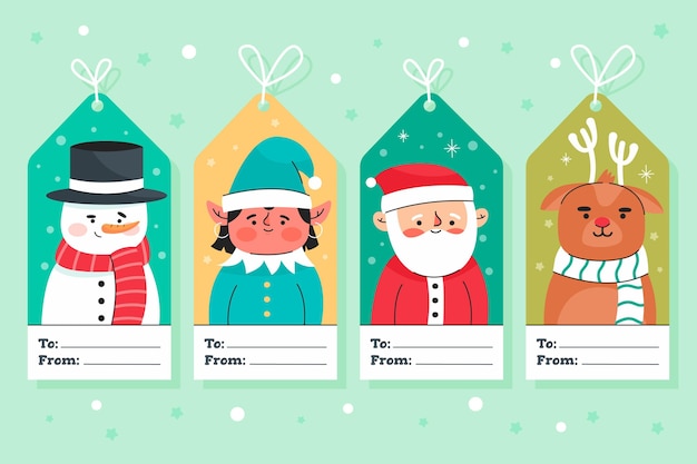 Free vector christmas badge collection in flat design