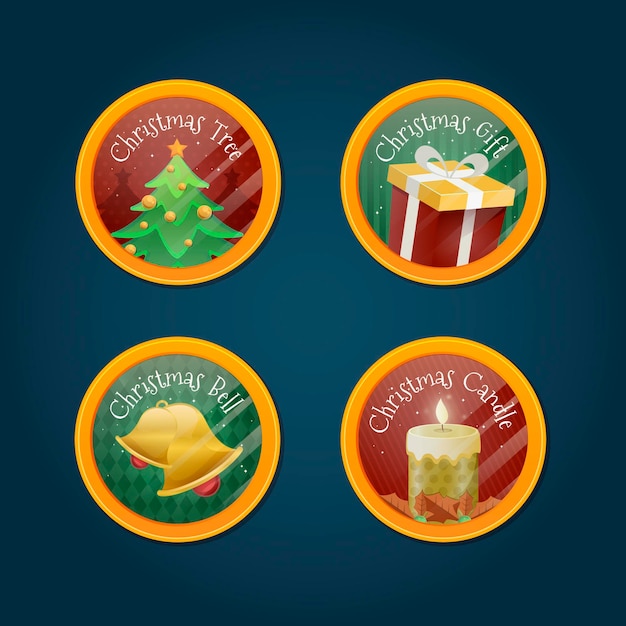 Vettore gratuito collezione di badge natalizi in design piatto