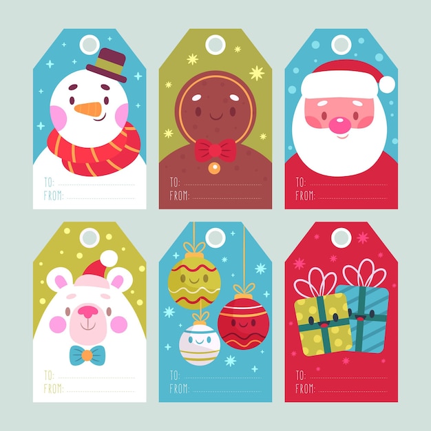 Christmas badge collection in flat design