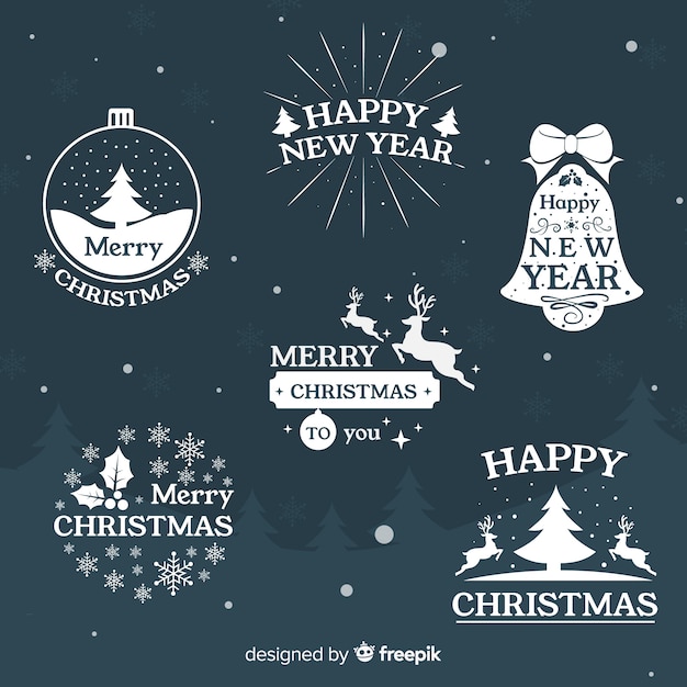 Free Vector christmas badge pack in flat design