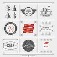 Free vector christmas badges pack