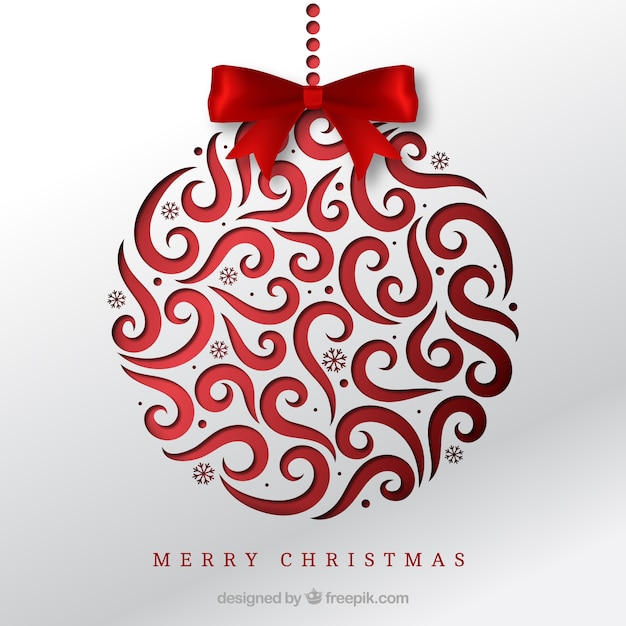 Free vector christmas ball background with red bow