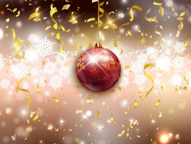 Free vector christmas ball on a festive background