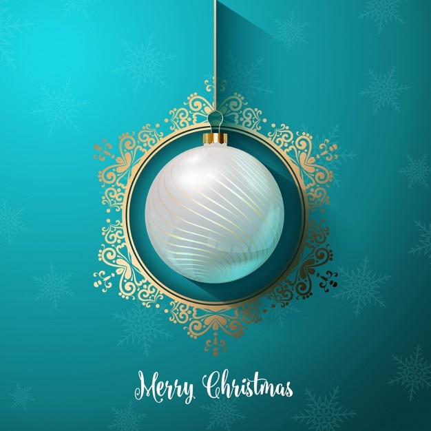 Free vector christmas ball inside an ornamental frame