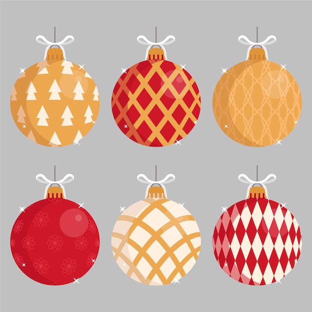 Christmas ball ornaments in flat design