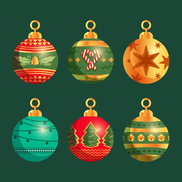 Ornamenti di palla di natale in design piatto