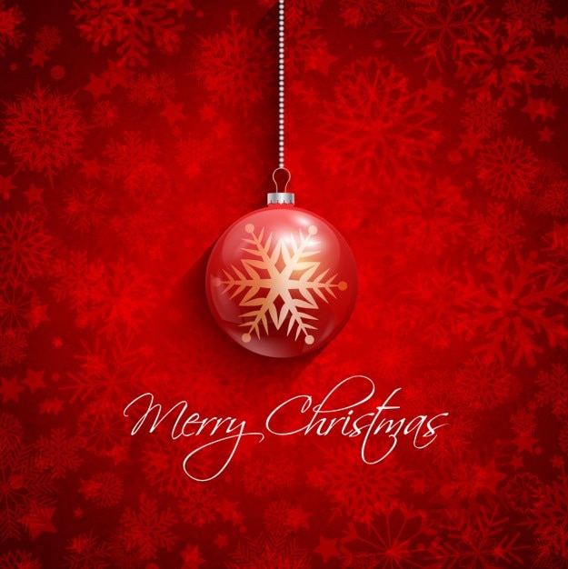 Free vector christmas ball on a red background