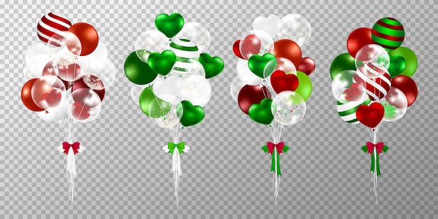 Free vector christmas balloons on transparent background.