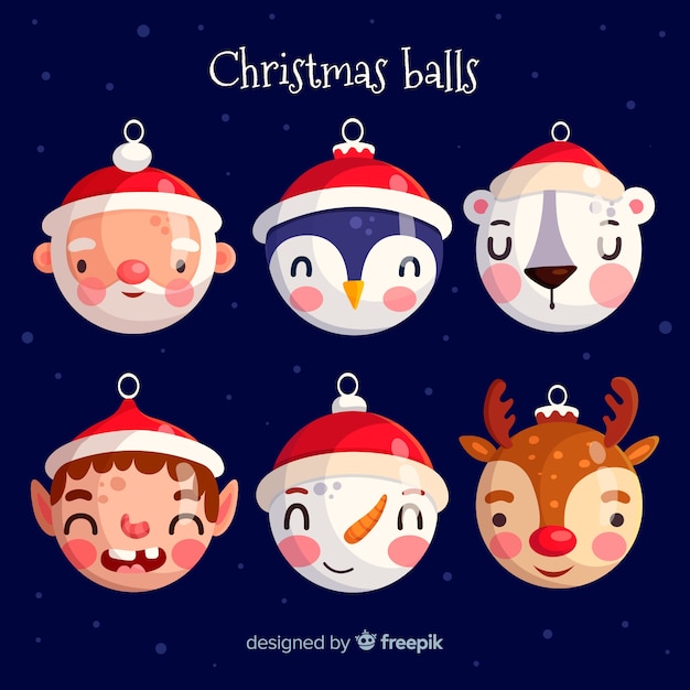 Бесплатное векторное изображение Коллекция рождественских шаров